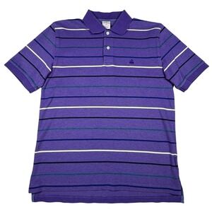 Brooks Brothers 346 Mens Medium Purple Striped Performance Polo Shirt‎ Original